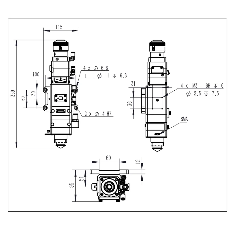 Лазерная режущая головка Raytools BT240S (CL100 FL125, 3.3 кВт)